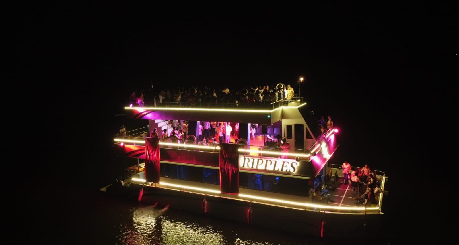 Traditional Goan cruise boat on calm water